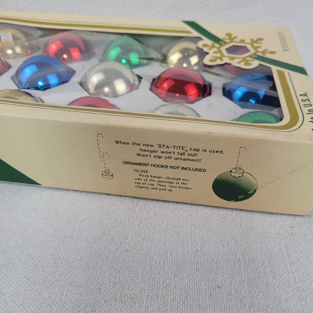 Vintage Pyramid 18 Jumbo Glass Christmas Ornaments Multi Color Made in USA - Picture 5 of 10